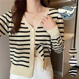 ONM 데일리 루즈핏 니트 가디건 스트라이프 패턴