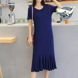 ONM 여름 느슨한 프릴 롱드레스 라운드넥 편안한