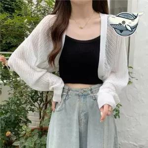 ONM 가벼운 여름 시스루 가디건 비치룩 여리핏