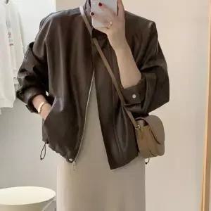 ONM 바람막이 가죽점퍼 경량 여성 레더 자켓 스트링