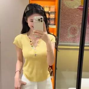 ONM 데일리룩 데이트룩 여름컬러 골지 반팔 니트티