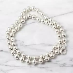 [차차실버]은볼 4mm 은목걸이  남자 여자 남녀공용 군번줄 진주 펜던트 925실버