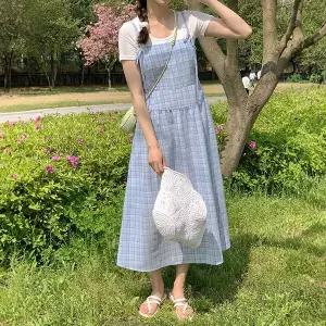 [공구우먼] [제작] 라오니 체크 롱 뷔스티에 원피스 81637 빅사이즈 여성의류