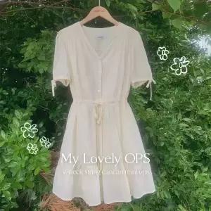 핫핑 [하객룩] 이클립 브이넥 허리스트링 캉캉 반팔 미니원피스