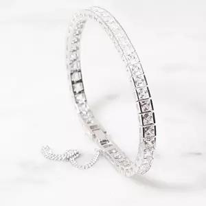 [차차실버]스퀘어 테니스 5mm 은팔찌 925실버 큐빅 고급스러운 여자 커플