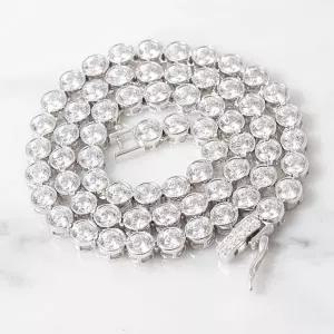 라운드 6mm 테니스 큐빅 은목걸이 두툼 묵직 포인트 925실버 순은 ...