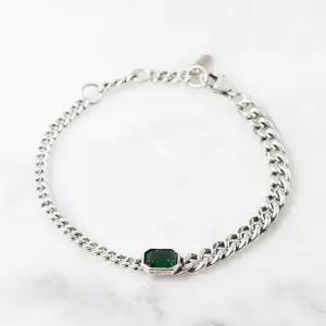 에메랄드 큐빅 은팔찌 스와로브스키 남자 여자 커플 인기 유화 순...