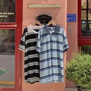 핫핑 글란트 배색카라넥 럭비 반팔 스트라이프 원피스