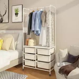 아트박스/가구느낌 마망 2단 수납 행거 이동식 철제 선반 드레스룸