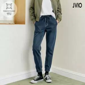 [JVIO] 여성 밴딩 데님 조거팬츠미디엄블루 (LJ21F553MBL)