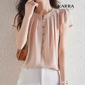 KARRA 퍼프넥핀턱블라우스_A4M0266