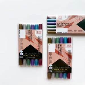 ZIG 지그 메탈릭 캘리그라피 6색 세트 MS-8400 슈링클스 펜