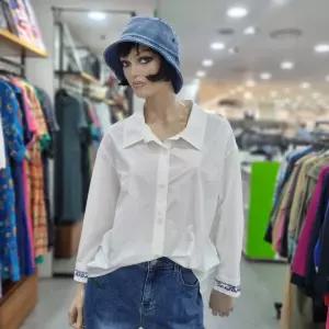 베네통/애플아울렛/소매 자수 마엘 블라우스/BABL06441