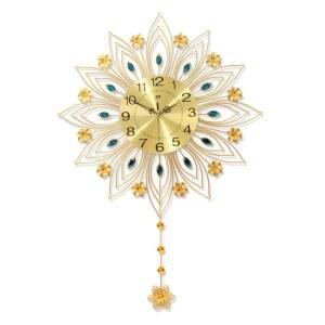 무소음 벽시계 해바라기 벽걸이 42CM 엔틱 골드 럭셔리