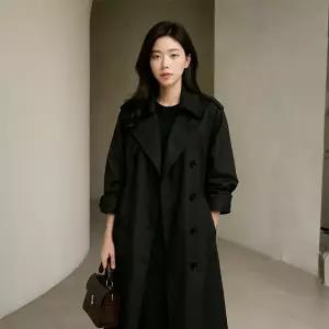 여성 오버핏 롱 트렌치코트 허리벨트 베이직 디자인 가을 아우터