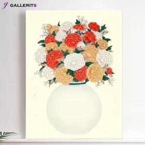 [갤러리츠] 부귀 달항아리 액자 거실 돈들어오는 꽃 그림 모란꽃 목단꽃