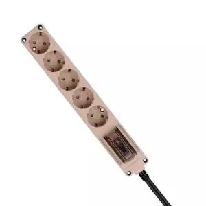 현대일렉트릭 멀티탭 오브제 고용량 누전차단 5구 3M (베이지)