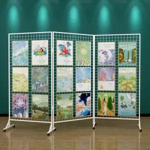 이동식 네트망 전시 작품 거치대 선반 화이트 가벽