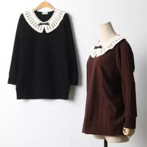 빅사이즈 511 레이스넥긴팔티셔츠 DOLJ510