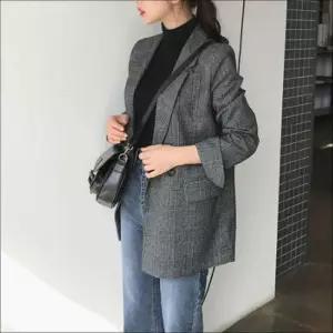 [라일리여성의류] Rly 여성 체크자켓 가을 겨울 마이 정장 체크자켓 오