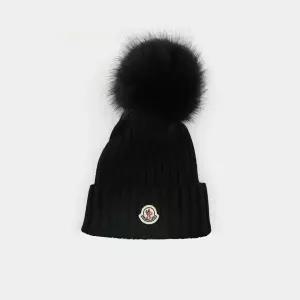 몽클레어 패치로고 폼폼 울 여성 비니 3B00064 M1131 999