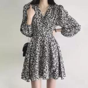 [라일리여성의류] Rly 소개팅 모임 원피스 코디 플라워 패턴 랩 플레어