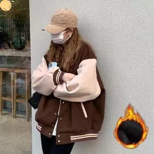 Rly 여성 겨울 기모 안감 베이직 야구 점퍼 바시티