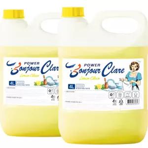 봉쥬르끌레어 레몬크린 주방세제 4L x 2ea 베이킹소다 고농축 프리미엄 주방세제 기름때제거