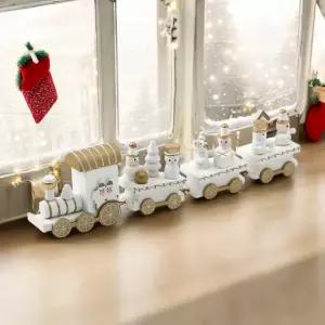 스노우 나무기차 기차(화이트) 크리스마스 장식 원목
