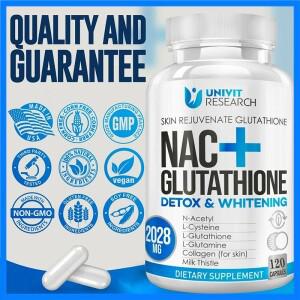 피부 건강을 지원하는 NAC + 글루타치온 보충제 - 항산화 보충제 해독 면역력 비유전자변형 120캡슐