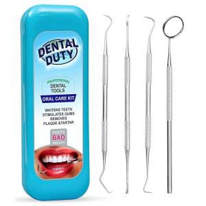 치과용 듀티 치과 도구, 치아 청소 도구용 덴탈 픽 2013 키트 포함 치아용 플라크 제거기 - 치아, 스크래퍼 및 스케일러용 스테인리스 스틸 거울, (Aqua)