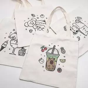 [오피스스쿨] 토단(TD) 컬러링 동물 에코백 1인세트 4종택1 DIY 패션잡화 밑그림가방 패브릭 컬러링 에코백 꾸미기