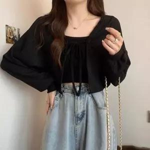 [라일리여성의류] Rly 크롭 볼레로 시스루 여성 스트링 가디건 커버업