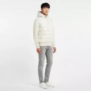 화이트 울 니트 믹스 구스 다운 후드 집업 자켓 9B00010 M1131 034