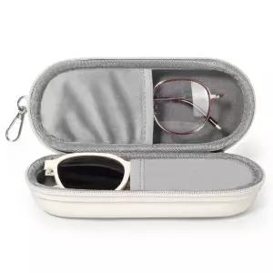Huvon 이중 안경 케이스, 지퍼 클로저가 있는 이중 안경 선글라스 오거나이저, 남성 여성 여행용 안경 보관