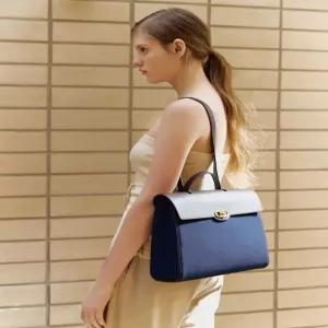 [아떼 바네사브루노 액세사리]  AABA5E312N2 MAISON메종 네이비 캔버스 숄더백