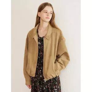 [하프클럽/르샵]밑단 밴딩 베이직 스웨이드 봄버 자켓 (DQ1JK002A)