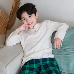 [삐삐롱]오딘체크 면플라넬 긴소매 파자마 잠옷 상하세트