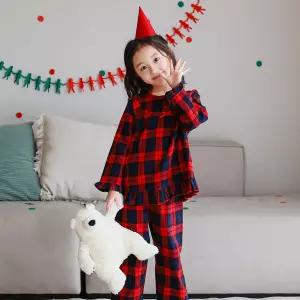 [삐삐롱]젤다체크RD 면플라넬 긴소매 파자마 잠옷 상하세트