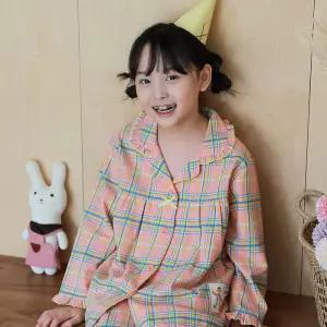 [삐삐롱]엘린체크 면플라넬 긴소매 파자마 잠옷 상하세트