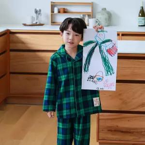 [삐삐롱]제리체크GR 면플라넬 긴소매 파자마 잠옷 상하세트