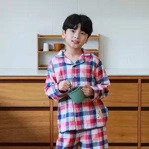 [삐삐롱]리버체크 면플라넬 긴소매 파자마 잠옷 상하세트