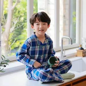 [삐삐롱]윈드체크 면플라넬 긴소매 파자마 잠옷 상하세트