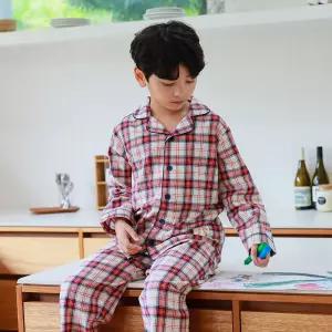 [삐삐롱]피트체크 면플라넬 긴소매 파자마 잠옷 상하세트