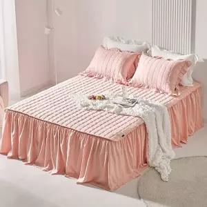 [더자리][Q]사계절 롱프릴 누빔 침대 패드스커트 풀세트