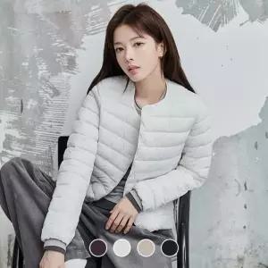 백화점 지오다노 여성 V넥라운드넥 2WAY 일자 퀼팅 소로나 다운 경량 패딩 자켓 375913