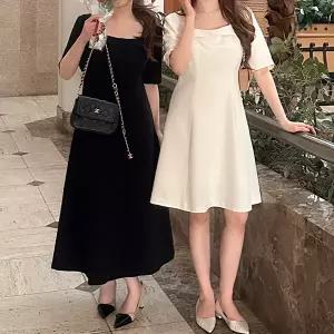 [제작/빅사이즈]이블렛 리큐어 길이별 리본 플레어 원피스 제이스타일