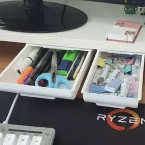 책상밑 화이 중형 서랍 히든 붙이는 슬라이딩책상서랍/히든서랍/부착/슬라이딩/공간활용/수납공간/데스크