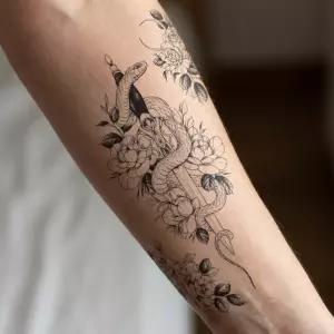 타투스티커 세트 뱀 장미타투 용 도깨비 헤나문신 패션