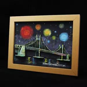 명화 쉬운 그림그리기 고급 입체형 캔버스 광안대교DIY그리기 취미키트 팝아트 유화그리기 세트 그리기 셀